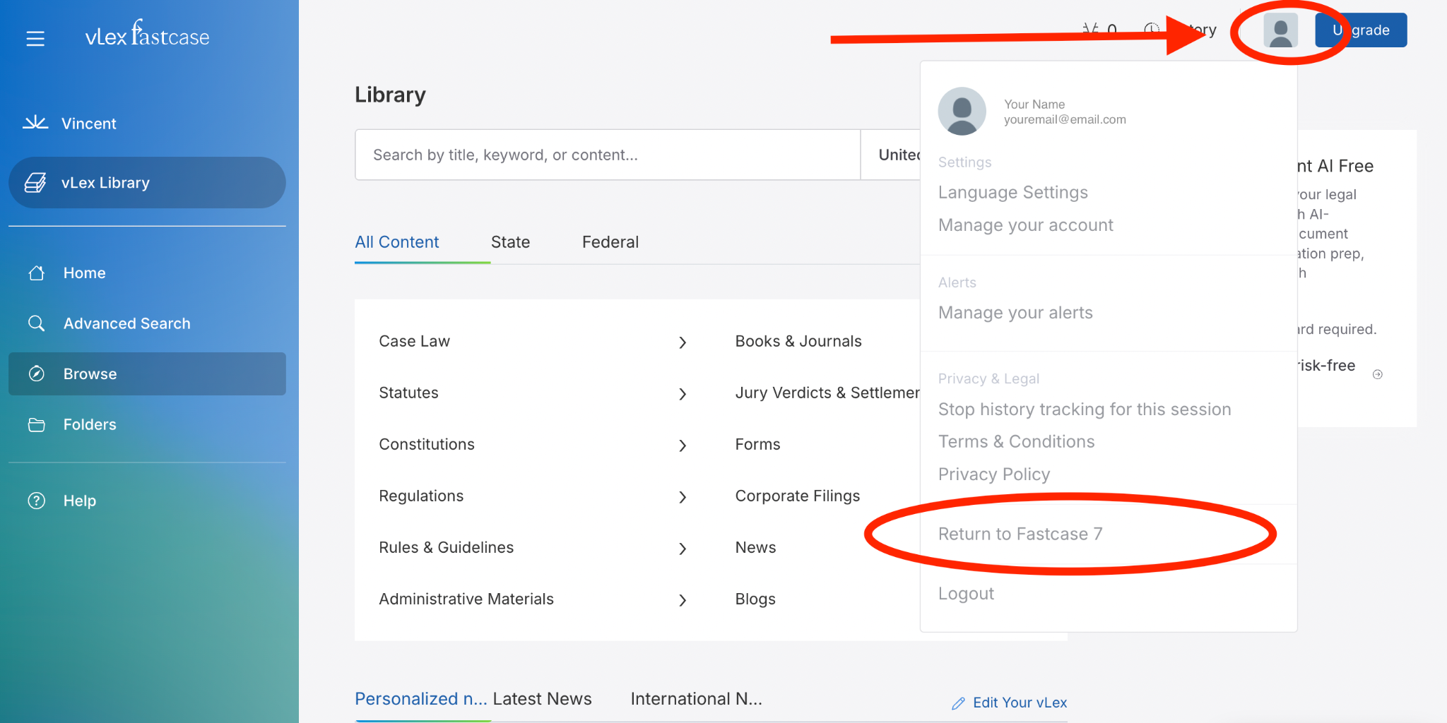 Return to the old Fastcase interface